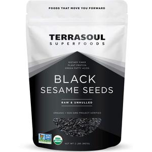 Terrasoul Superfoods Organic Black Sesame Seeds, 2 Lbs - Raw | Unhulled | Lab-Tested (2 Pound (Pack of 1)) (Best By: 12/2026)