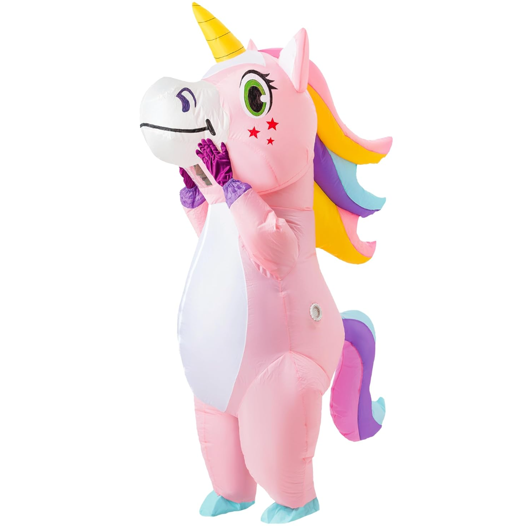 Spooktacular Creations Inflatable Costume Adult, Full Body Riding a Unicorn Blow Up Costume for Halloween Inflatables Party