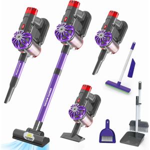 Kids Vacuum That Really Works, Pretend Play Cleaning Toy for Toddler, 3-in-1 Cordless Vacuum Interactive Toy for Children Age 3 4 5 6, Housekeeping Gift for Boys Girls Birthday