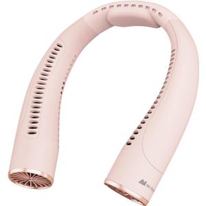 Mr.Young Portable Neck Fan - Ultra-Quiet, 4-Speed Adjustable, Dual Air Outlets, Turbo Design, USB-C Rechargeable, 10+ Hours Battery Life, Liquid Silicone Comfort for Long-time Use (Pink)