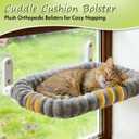 Zoratoo 2PC Cat Window Perch with Bolster Foldable Cat Hammock Cushion Bed for Window with Metal Frame, Cloud-Cuddle Cordless Window Resting Seat for Indoor Cats (Cushion Bed, Gray-L)