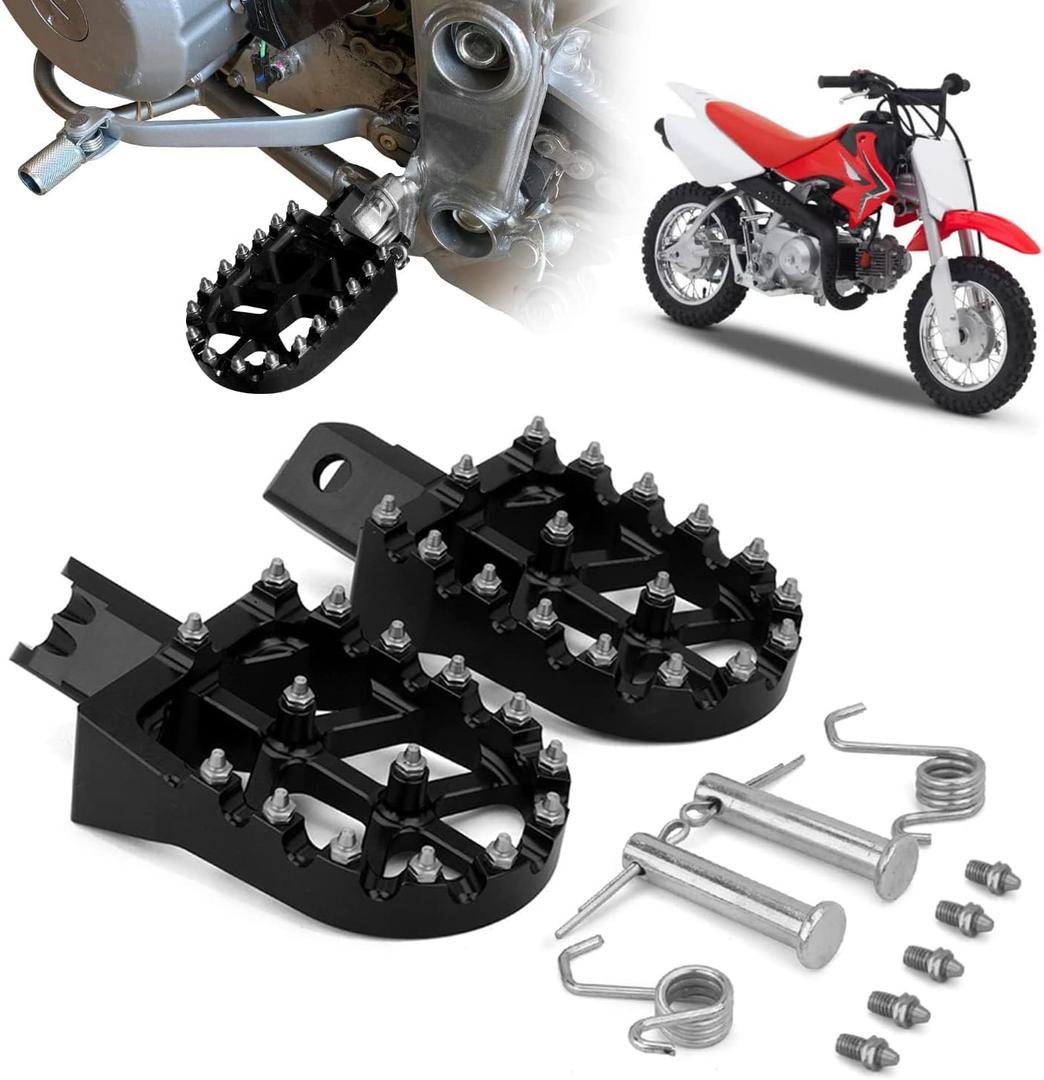 AnXin Foot Pegs Motorcycle Universal CNC Footpeg for CRF XR CR 50-125cc CT200U Mini Bike SSR Apollo RFZ TaoTao Lifan Kayo Coolster Pit Bike - Black