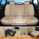 Car Seat Covers Full Set, Nappa Leather Seat Covers for Cars, Beige Car Seat Protector Waterproof, Car Seat Covers Front Seats and Back Fit for Most Cars SUVs Trucks