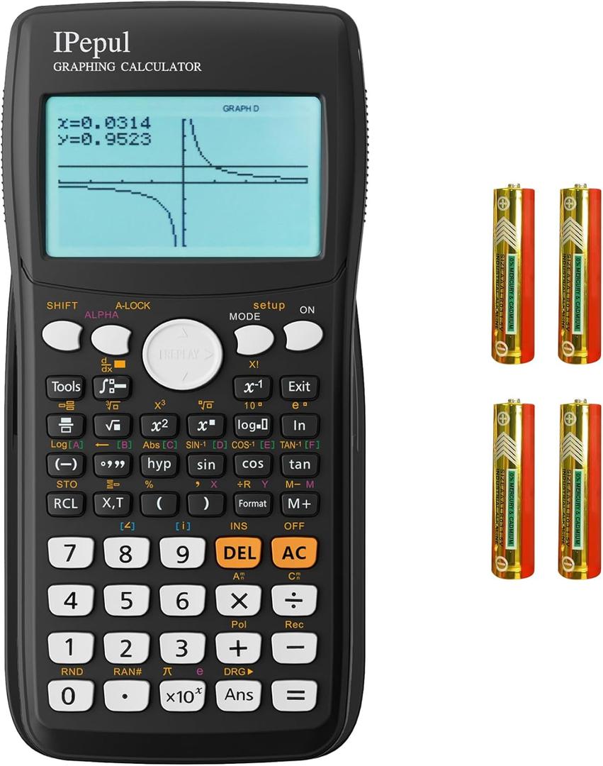 Graphing Calculator,IPepul Scientific Calculators 10 Modes /4 Graphing Functions,Desktop Math Calculator for College Students,School Supplies for Middle High School Teachers OfficeBlack