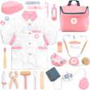 UMU Wooden Doctor Kit for Kids  Doctor & Dentist Play Set for Toddlers with Dr Coat, Stethoscope, Tooth Model & More  Dress Up & Pretend Play  Medical Toy for Girls Ages 3 4 5 6
