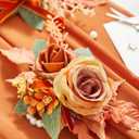 Serwalin 2 Pcs Wrist Corsage and Boutonniere Set, 6-7 Inch Orange Corsage for Wedding, Boutonniere for Men Corsage Wristlet Prom Ceremony Anniversary Accessories Suit