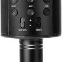 Wireless Bluetooth Karaoke Microphone Portable Handheld Mic Speaker 3-in-1 for All Smartphones Gifts Black