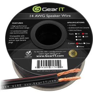 GearIT Pro Series 14 AWG Gauge Speaker Wire Cable 100 Feet and 50 Feet, Black