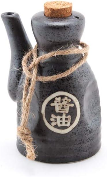 Japanese Glazed Ceramic Soy Sauce Dispenser with Cork Stopper, 4 1/2 Inches