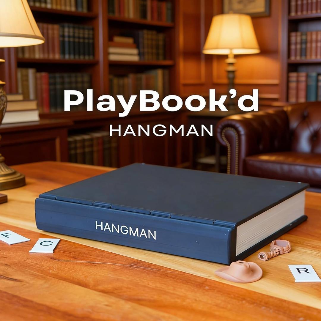 PlayBook'd Magnetic Game Book for Adults Hangman Chess Backgammon Mancala & Spelling Challenge Portable Travel Board Game Set in White 15 Years Old+(1PCS)