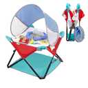 Bright Starts Pop 'N Jump Portable Activity Jumper, Indoor/Outdoor Use, Sweet Treats with 4 Sensory Toys, Ages 6-12 Months