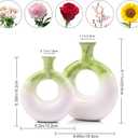 Ceramic Donut Vases Set of 2, Green and White, Perfect for Home Decor, Modern Boho Style, Ideal for Centerpieces and Dinner Tables