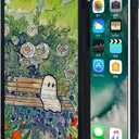 Green Cute Ghost Flower Watercolor Botanical Phone Case, Spooky Sad Ghost Garden Halloween Aesthetic Phone Case for iPhone 7/8/Se for Teen Girls and Boys, Women and MeniPhone-7/8/Se