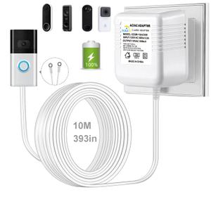 Visual Doorbell Power Adapter 18V 500mA Compatible with Ring Nest Eufy Wyze Arlo Wireless Video doorbell (393in/10M Cable Length)