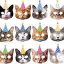 CHUNNIN 12 Pieces Cat Birthday Party Decoration Masks Cat Favors Kitten Party Kitten Decoration Masks Facial Cats Theme Cats Supplies for Birthday Dress Up & Pretend Play Supplies