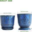 Gepege Beaded Ceramic 6 Inch Planter Set of 2 with Drainage Hole and Saucer for Plants, Indoor-Outdoor Large Round Succulent Orchid Flower Pot (Blue, Inner-pots not Larger Than 5 Inch)