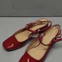 Ankis Mary Jane Chunky Low Heels Dress Shoes for Women Slingback Square Closed Toe Heels Wedding Party Pumps (11, Burgundy Patent)