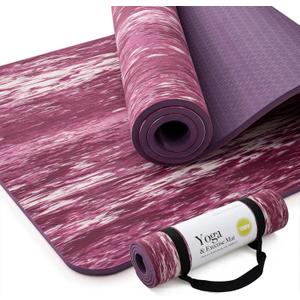 UMINEUX Extra Thick Yoga Mat, 2/5 Inch (10MM), Natural Rubber and TPE Non Slip Yoga Mats with Strap for Women Men, Eco Friendly Exercise Mat for Yoga, Pilates and Home Workout