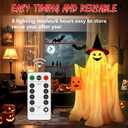 Halloween Decorations Outdoor Indoor- 2 Packs Large Light Up Ghost, Standing Ghost Decor with Weight Bags, 8 Modes Remote Ghost Kit with 2 Colors String Lights for Porches Yards Gardens Decorations