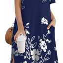 Zeagoo Women Floral Summer Dress Casual Beach Dress Printed T Shirt Dress Split Long Dress Travel 2025 Vacation Dress (Medium)