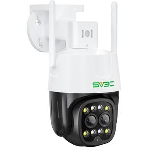 SV3C PTZ WiFi Security Camera Outdoor Dual Lens Wireless IP 4MP Cam with Auto Tracking Floodlight Color Night Vision 2-Way Audio Motion Detection, RTSP, FTP, SD Card Record, PC, APP, Onvif Conformant