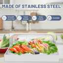 Ice Food Serving Display Tray, Portable Salad Bar Buffet Station for Home, Cold Food Buffet Server with Clear Roll Top Cover, Chilled Serving Trays for Parties, Hotel Kitchen,3 Ice Packs, 1 x 1 Pan