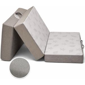 Tri Fold Floor Mattress Twin with 2 Washable Covers, 6-Inch Foam