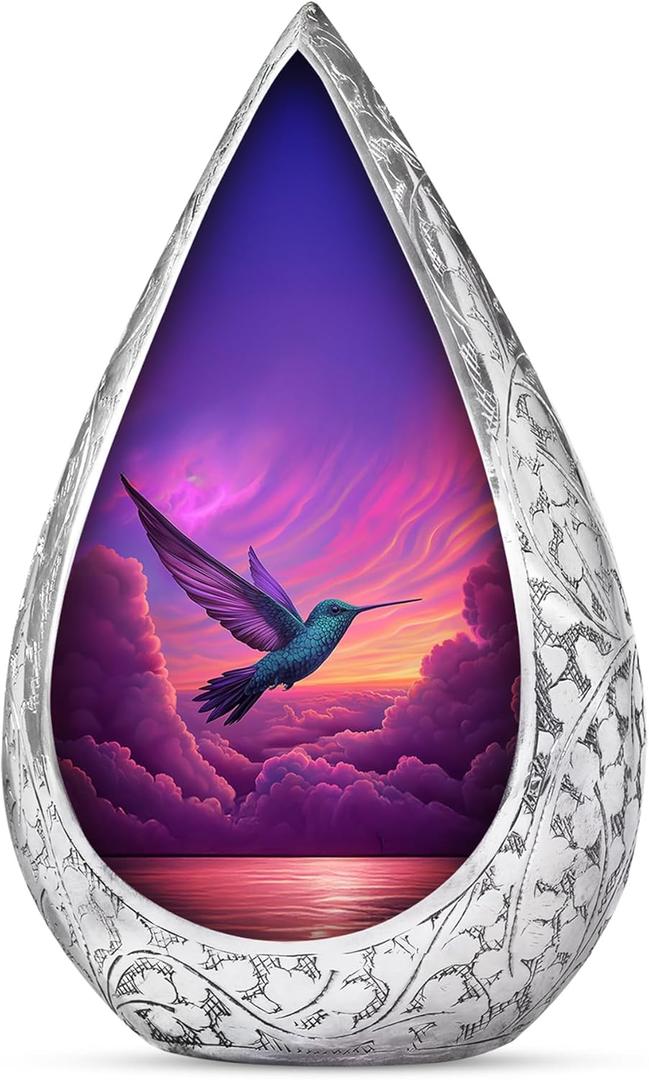 Blue Hummingbird Urns for Human Ashes Adult Female - Small Cremation Purple Urns for Ashes Men - Tiny Memorial Keepsakes Cloud Urn for Adult Male & Female - Decorative Urn for Mom & Dad 3 Inch