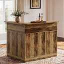 Tribesigns Bar Cabinet, L-Shaped Home Bar Table with Stemware Racks, 4-Tier Corner Bar Unit Bar Table Reception Desk for Home Pub, Rustic Brown, 48.8" W x 37" D x 46.5" H