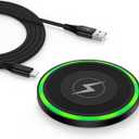 for Samsung S25 FE Wireless Charger Pad Fast Charging for Samsung Galaxy S25 Ultra Edge Plus Z Fold 7 Flip 7 6 S24 S23 S22 S21, 15W Wireless Charging Pad Android Phone Charger Mat for iPhone 17 Air 16 (Black)