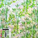 Leafy Rainbow Window Privacy Film, Stained Glass Cling, 17.5" * 78.7 "