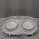 MalsiPree Elevated Ceramic Dog & Cat Bowls Set, Raised Stand for Small Dogs & All Sized Cats, Sand Beige with Splash Guard - Pet Bowls (Medium)