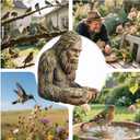 Bigfoot Bird Feeder, Garden Art Sculpture with Hidden Keyhole Hanger, Waterproof Outdoor Resin Statue for Tree/Wall Mount, Unique Wildlife Decor