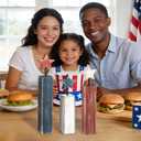 4th of July Table Decorations, 3Pcs Red White and Blue Decorations, Retro Patriotic Memorial Day Tiered Tray Decor, Labor Day Independence Day Fourth of July Decor for Home Office Shelf