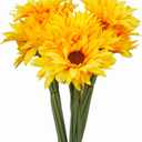 18pcs Sunflowers Artificial Flowers with Long Stems for Indoor Outdoor DIY Wedding Bouquets Baby Shower Centerpieces Floral Arrangements Party Tables Home Decor and Garden Kitchen Office Decorations (Yellow)