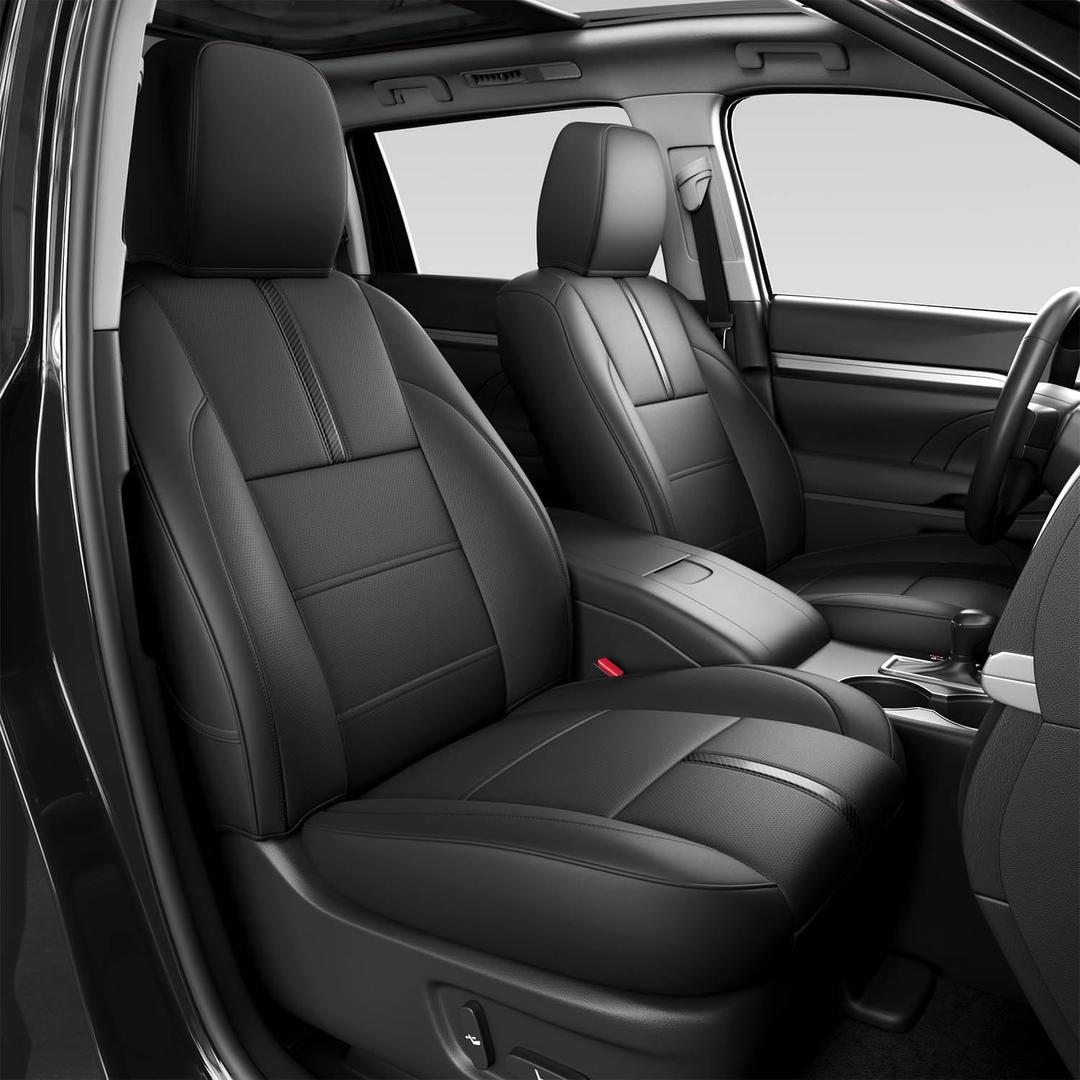 Xipoo 8 Seats Seat Cover Compatible with 2014-2019 Toyota Highlander Car Seat Protector Replacement for 2014-2019 Toyota Highlander Accessories(Fit 2014-2019 W/Second Row 40/60 Split,Black)
