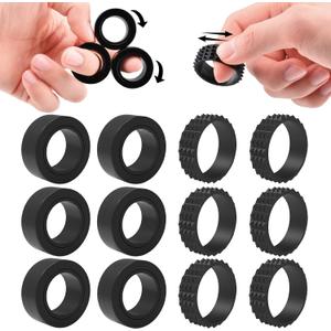 Cevioce Fidget Toys Adults,12 Pcs Magnetic Rings Silicone Spiky Sensory Rings,Fidget Magnetic Spinner Ring for Teens Boys Coolest Texture Autism Stress Relief Toy Birthday Gifts Classroom Prizes Kids