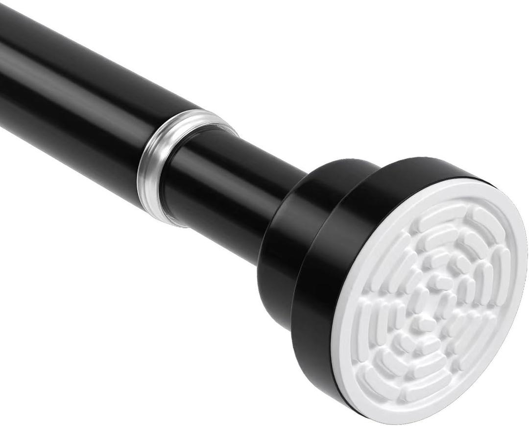 Shower Curtain Rod 45-78Inch,Tension Curtain Rods,Black Shower Rods for Bathroom, Spring Tension Rod No Drilling for Window,Closet, Door