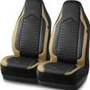 Skechers Memory Foam Car Seat Covers, Leather High Back Seat Covers Quilting Design,Waterproof Sports Car Seat Covers Front Seats,Airbag Compatible, Universal Fit for Most Cars, SUVs,Trucks,Beige (Black and Beige)