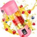 Portable Personal Blender for Shakes and Smoothies with 6 Blades, 380ml Fresh Juice Blender with Rechargeable USB Port