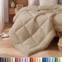 King Size, Cream Alternative Down Comforter - Warm, Lightweight & Breathable Hotel Quality Bedding Set for Men, Women, Kids and Teens - All Season Oversized Cooling Microfiber Duvet Insert Comforter