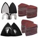 104Pcs Oscillating Tool Detail Sanding Pads Kit 2Pcs Triangle Sanding Pads and 2Pcs Finger Sanding Pad 100Pcs Multitool Sandpaper Grit Fit for Finishing Wood Sanding Plaster