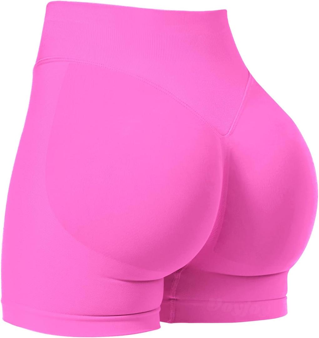 VOYJOY Women Workout Impact Shorts 2.5"/ 3.6"/ 4.5"/ 6" Scrunch Butt Lifting Gym Seamless Booty Biker Shorts (Small, Flower Powder)