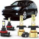 Fit for Honda CR-V CRV 2007 2008 2009 2010 2011 2012 2013 2014 LED Light Combo, 9003/H4 High Low Beam H11 Fog Lights,22000lm,50000hours,6000K White,Plug and Play,Pack of 4