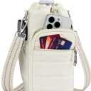 Water Bottle Bag 40 oz Crossbody Holder for Walking Hiking Insulated Carrier Purse with Adjustable Strap (Beige)