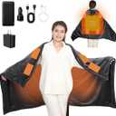 Cordless Heated Blanket with Hood, USB Battery Powered Heated Wearable Blanket with 9 Heating Zones, 20000 mAh Power Bank, 3 Levels, Portable Heated Throw Blanket, Heated Shawl size 4ft x 4inch