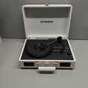 Vinyl Record Player with Built-in Speakers 3-Speed Vintage Record Player Bluetooth Portable Suitcase Turntable Belt-Driven LP Player Support RCA Output and Headphone Output (White Rose Gold)