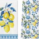 Artoid Mode Lemon Flowers Floral Summer Kitchen Towels Dish Towels, 18x26 Inch Seasonal Decoration Hand Towels Set of 2
