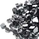 GASPRO 35 lbs Fire Glass for Propane Fire Pit, 1/2-Inch Reflective Fireplace Glass Rocks for Fire Pit Table, Black