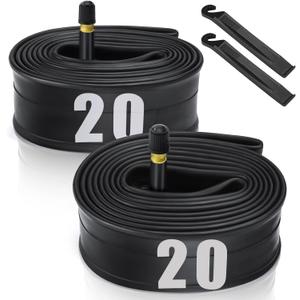 2 Pack 12"/14"/16"/18"/ 20"/ 22"/24"/ 26"/27.5"/28"/29" x1.75/1.95/2.10/2.125 Bicycle Tube with 2 Tire Levers, with 32mm AV Schrader Valve, Inner Tube for Kids/Road/MTB Bike (2 of One Size)